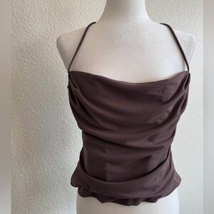 Zara Chocolate Brown Draped Camisole